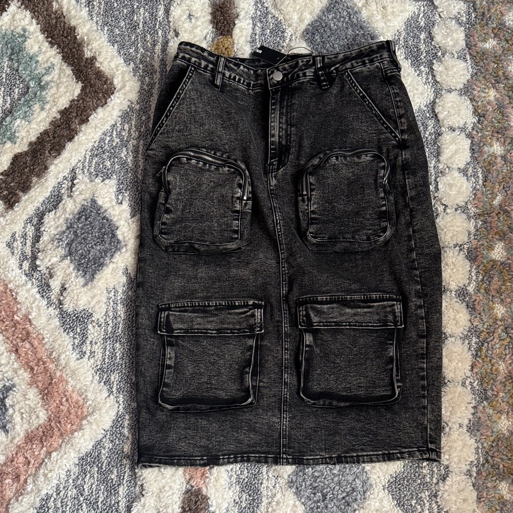 Fashion Nova Denim Cargo Skirt